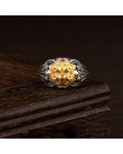 Buddha Stones 925 Sterling Silver Tibetan Skull Protection Adjustable Ring - Circumference: 7.2cm(Adjustable)