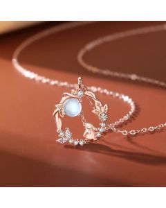 Buddha Stones 925 Sterling Silver Year of the Rabbit Moonstone Moon Flower Pattern Necklace Pendant Bracelet Earrings - Earrings / Silver