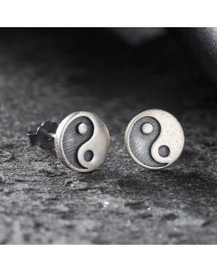Buddha Stones 925 Sterling Silver Yin Yang Balance One Stud Earring - ONLY One Earring(925 Sterling Silver Posts)