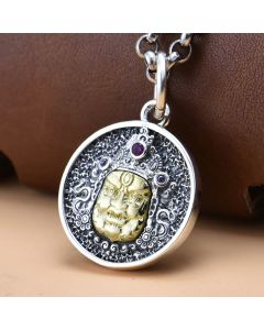 Buddha Stones 925 Sterling Silver Zakiram Goddess of Wealth Dorje Vajra Spiritual Necklace Pendant - Pendant Only(19*23mm)
