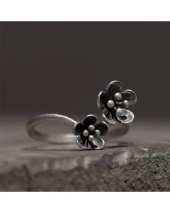 Buddha Stones 925 Sterling Silver Flowers Ring - 925 Sterling Silver(Circumference: 46.9mm)