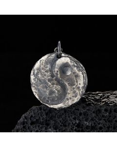 Buddha Stones 990 Sterling Silver Yin Yang Hammer Texture Harmony Necklace Pendant - 990 Sterling Silver