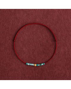 Buddha Stones 999 Gold Beads Turquoise Protection Braided Bracelet Anklet - Black Rope / Anklet(Circumference 18-30cm)