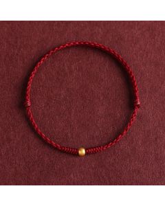 Buddha Stones 999 Gold One Mini Bead Design Handmade Strength Braided Rope Bracelet Anklet - Anklet(Circumference 18-30cm) / Black