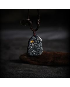 Buddha Stones 999 Sterling Silver 24k Gold Auspicious Clouds Protection Necklace Pendant - 999 Sterling Silver Wax Rope