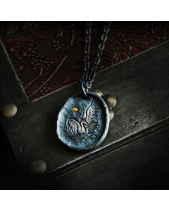 Buddha Stones 999 Sterling Silver 24k Gold Crane Auspicious Clouds Balance Necklace Pendant - 999 Sterling Silver & Silver Chain