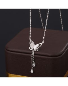 Buddha Stones 999 Sterling Silver Tridacna Stone Butterfly Calm Necklace Pendant - 999 Sterling Golden Butterfly