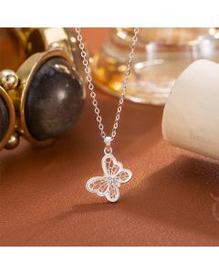 Buddha Stones 999 Sterling Silver Butterfly Protection Necklace Pendant - 999 Sterling Silver