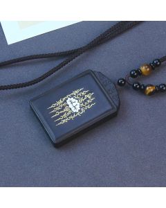 Buddha Stones 999 Sterling Silver Ebony Wood Lotus Inlaid Calm Necklace Pendant - Ebony Wood 6*4*1cm
