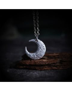 Buddha Stones 999 Sterling Silver Moon Balance Necklace Pendant - 999 Sterling Silver & Silver Chain
