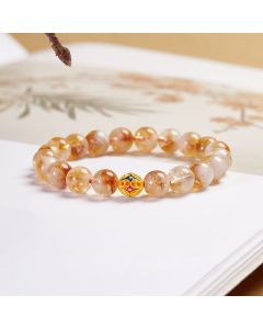 Buddha Stones 999 Sterling Silver Natural Citrine Flower Balls Beads Protection Bracelet - Citrine(Wrist Circumference:17-19cm)
