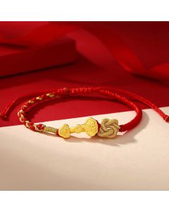 Buddha Stones 999 Sterling Silver Ruyi Handle Fu Character Fortune Luck Rope Bracelet - 14-22cm