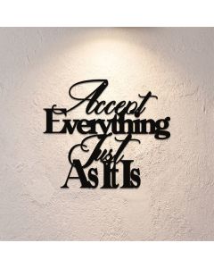 Buddha Stones Accept Everything Just As It Is Matte Black Iron Metal Meaningful Symbols Wall Art - Approx. 25cm x 21.3cm x 0.1cm / 9.84in x 8.39in x 0.04in
