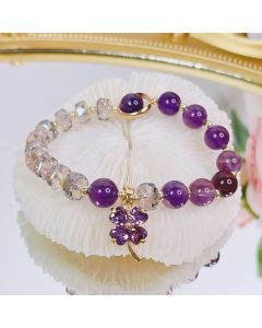 Buddha Stones Amethyst Crystal Four Leaf Clover Healing Charm Bracelet - Amethyst(Inner Peace♥Healing)