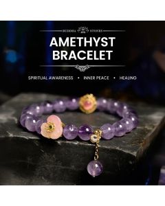 Buddha Stones Amethyst Peach Blossom Fortune Meditation Bracelet - Amethyst(Wrist Circumference: 14-17cm)