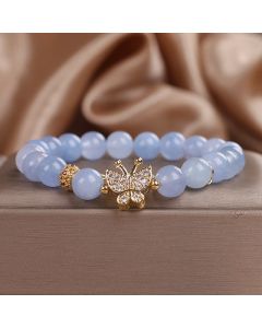 Buddha Stones Aquamarine Butterfly Serenity Bracelet - Aquamarine(Wrist Circumference: 14-16cm)