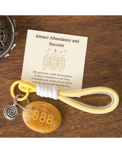 Buddha Stones "Attract Abundance and Success" 888 Angel Number Natural Yellow Aventurine Key Chain Hanging Decoration Includes Gift Message Card - Yellow Aventurine