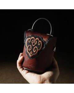 Buddha Stones Auspicious Clouds Butterfly Flowers Xiangyunsha Silk Crossbody Bag Hangbags - Pink Auspicious Clouds 7.5*7.5*9.5cm