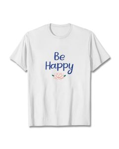 Buddha Stones Be Happy Lotus Tee T-shirt - LightGrey / 2XL