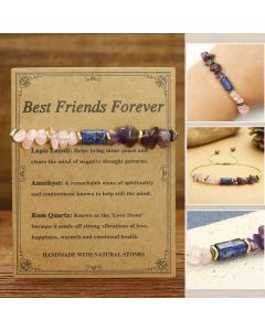 Buddha Stones Best Friends Forever Amethyst Rose Quartz Lazurite Lapis Lazuli Spiritual Bracelet - Best Friends Forever(Wrist Circumference 14-24cm)
