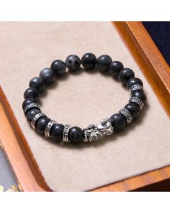 Buddha Stones Black Glitter Stone PiXiu Power Bracelet - Black Glitter Stone(Wrist Circumference 14-16cm)