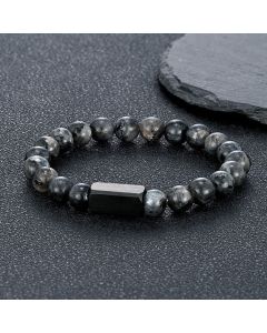 Buddha Stones Black Goldstone Stones Titanium Steel Bar Bracelet - Red Tiger Eye(Passion ♥ Energy) / 6mm