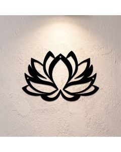 Buddha Stones Black Metal Lotus Enlightenment Zen Iron Metal Meaningful Symbols Wall Art - Approx. 25cm x 16.25cm x 0.1cm / 9.84in x 6.40in x 0.04in