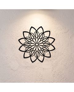 Buddha Stones Black Metal Lotus Mandala Enlightenment Round Iron Metal Meaningful Symbols Wall Art - Approx. 25cm x 25cm x 0.1cm / 9.84in x 9.84in x 0.04in