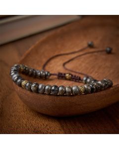 Buddha Stones Black Moonstone Vintage Abacus Bead Intuition Bracelet - Black Moonstone (Wrist Circumference: 6.3-6.7 in /16-17 cm)