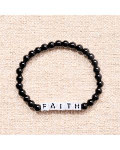 Buddha Stones Black Obsidian FAITH Letters Beads Purification Bracelet - Black Obsidian(Purification ♥ Transformation)