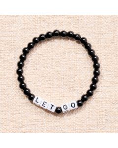 Buddha Stones Black Obsidian LET GO Letters Beads Strength Bracelet - Black Obsidian(Purification ♥ Transformation)