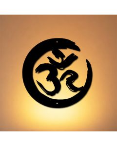 Buddha Stones Black OM Circle Mindfulness Iron Metal Meaningful Symbols Wall Art - Approx. 25cm x 25cm x 0.1cm / 9.84in x 9.84in x 0.04in