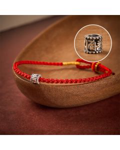 Buddha Stones Black Red String 925 Sterling Silver Om Mani Padme Hum Protection Minimalist Bracelet - Red String / 5.5–6.3 in (14–16 cm)