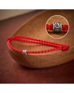 Buddha Stones Black Red String 925 Sterling Silver Yin Yang Protection Bracelet Anklet - Red String / Wrist Circumference: 5.5–7.1 in (14–18 cm)