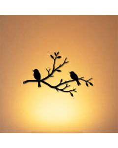 Buddha Stones Black Two Birds on Branch Iron Meaningful Symbols Wall Art - Approx. 25cm x 16.02cm x 0.1cm / 9.84in x 6.31in x 0.04in
