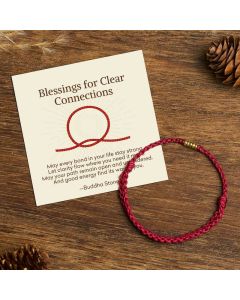 Buddha Stones "Blessings for Clear Connections" 925 Sterling Silver Lucky Golden Bead String Bracelet Anklet Includes Gift Message Card - Red / Anklet(Anklet Circumference 16-26cm) / Deluxe Gift Bag (+$9.59)