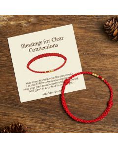 Buddha Stones "Blessings for Clear Connections" 925 Sterling Silver Plated Gold Beads Red String Bracelet Includes Gift Message Card - Red Rope(One&Three Gold Beads) / 14-23cm / Deluxe Gift Bag (+$9.59)