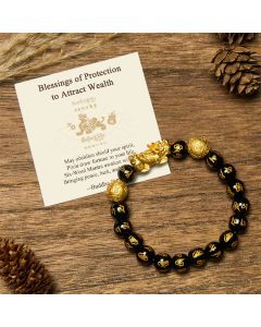 Buddha Stones "Blessings of Protection to Attract Wealth" PiXiu Bracelet Includes Gift Message Card - 12mm / Deluxe Gift Bag (+$9.59)