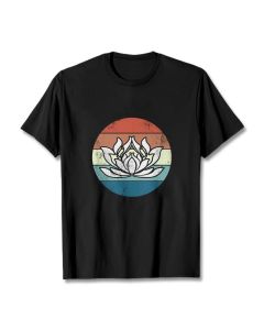Buddha Stones Blooming Lotus Colorful Striped Pattern Cotton Tee T-shirt - LightGrey / 2XL