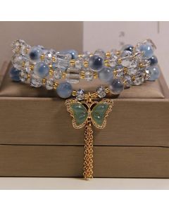 Buddha Stones Blue Candy Agate Butterfly Confidence Layered Bracelet - Candy Agate(Hope ♥ Balance)