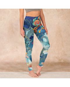 Buddha Stones Blue Dragon Auspicious Clouds Print Gym Leggings Women's Yoga Pants - SteelBlue / US18，UK/AU22，EU50 (4XL)
