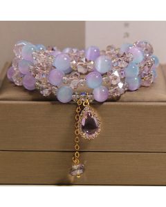Buddha Stones Blue Gradient Cat's Eye Crystal Gourd Layered Support Bracelet - Chrysoberyl(Intuition ♥ Protection)