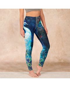 Buddha Stones Blue Peacock Colorful Feathers Print Gym Leggings Women's Yoga Pants - SteelBlue / US18，UK/AU22，EU50 (4XL)