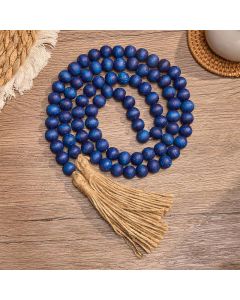 Buddha Stones Blue Rustic Wooden Bead Tassel Garland Mindful Living Decor - Wood