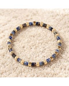 Buddha Stones Blue Spot Jasper Green Aventurine Natural Barrel-Shaped Beads Strength Bracelet - Tiger Eye(Confidence ♥ Focus)