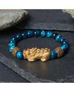 Buddha Stones Blue Tiger Eye Beads Pi Xiu Wealth Courage Bracelet - Blue Tiger Eye (Wrist Circumference: 5.9–6.3 in/15–16 cm)