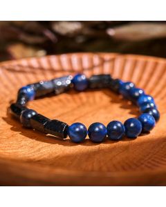 Buddha Stones Blue Tiger Eye Black Tourmaline Strength Bracelet - Blue Tiger Eye Black Tourmaline(Wrist Circumference: 14-16cm)