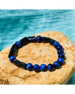 Buddha Stones Blue Tiger Eye Black Tourmaline Strength Bracelet - Blue Tiger Eye Black Tourmaline(Wrist Circumference: 14-16cm)