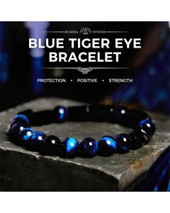 Buddha Stones Blue Tiger Eye Black Tourmaline Strength Bracelet - Blue Tiger Eye Black Tourmaline(Wrist Circumference: 14-16cm)