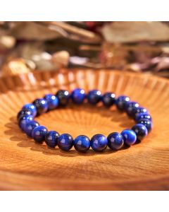 Buddha Stones Blue Tiger Eye Protection Bracelet - 0.47 in (12 mm)